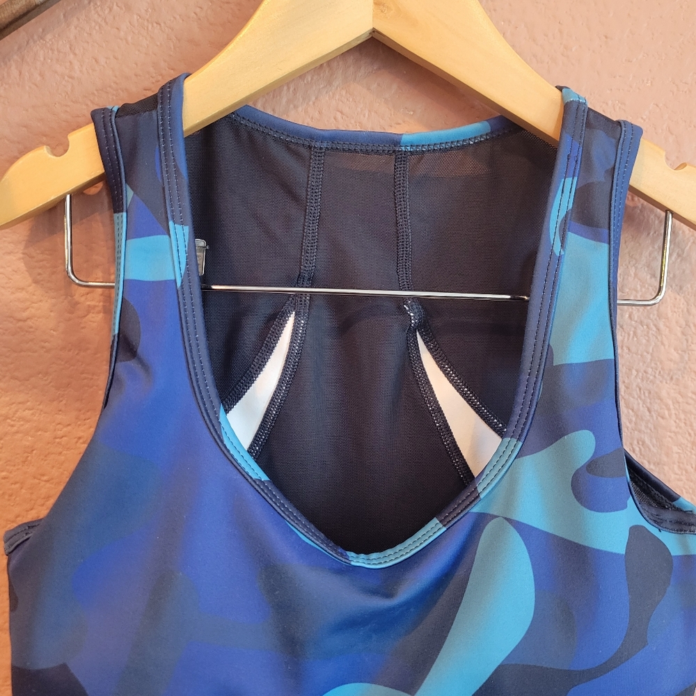 Zyia Active "Light and Tight" Blue Camo Sports Bra XS - Picture 4 of 10